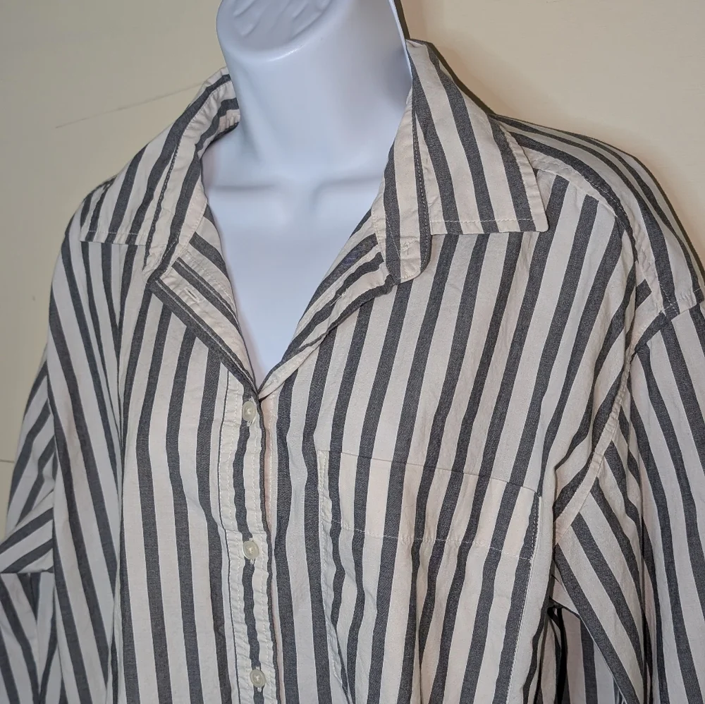 Banana Republic Loose Fit Slightly Cropped Button Down Striped Shirt - Picture 2 of 8